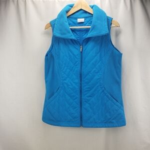 Columbia Quilted Vest Jacket Blue Full Zip  Women's Size Medium